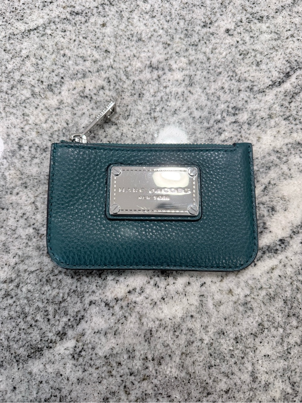 Marc by Marc Jacobs Teal Pebbled Leather Zip Card Holder